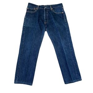 Vintage Levis 501 Original Button Fly Jeans Men's size 36 Dark Wash Blue Denim